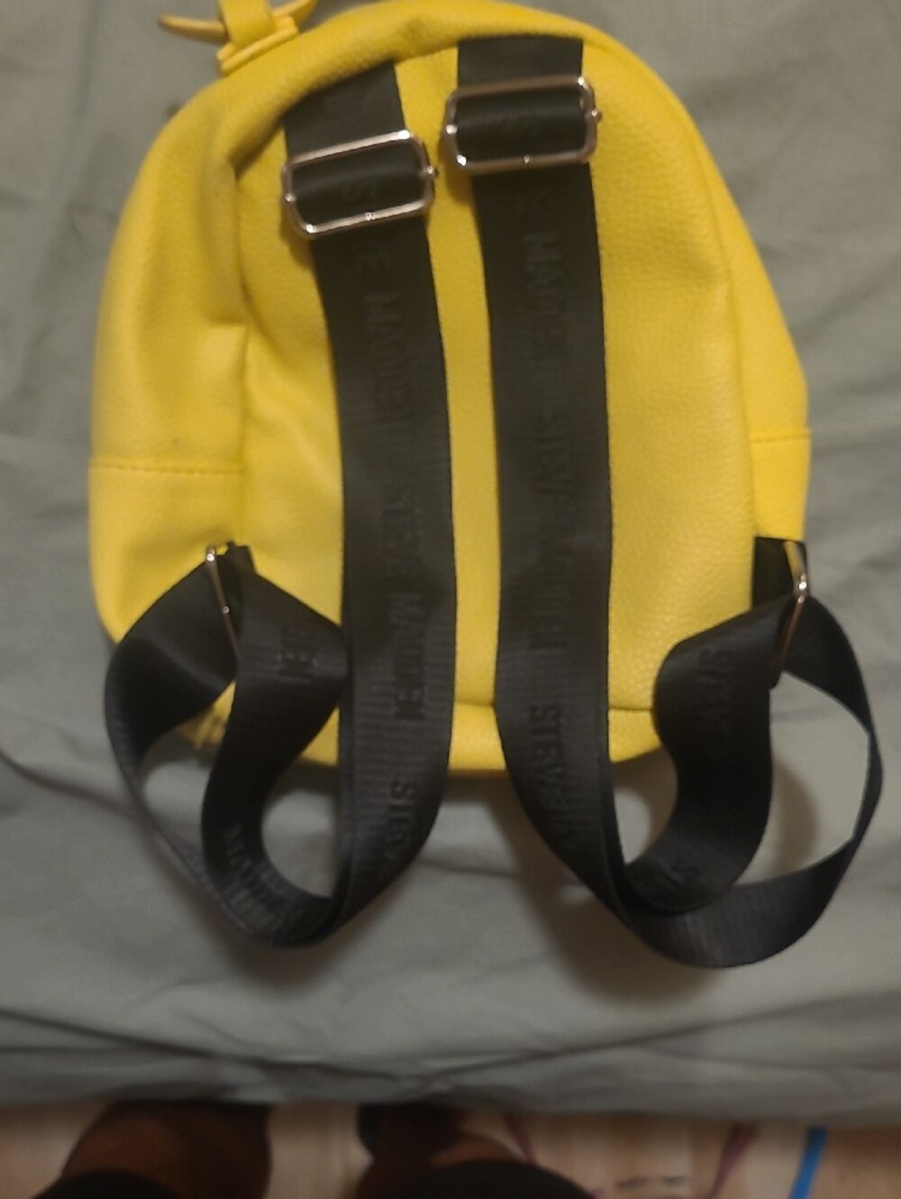 Steve Madden Bright Yellow Mini Backpack. Sticker Glue Inside. Goo Gone Will Fix - Picture 3 of 8